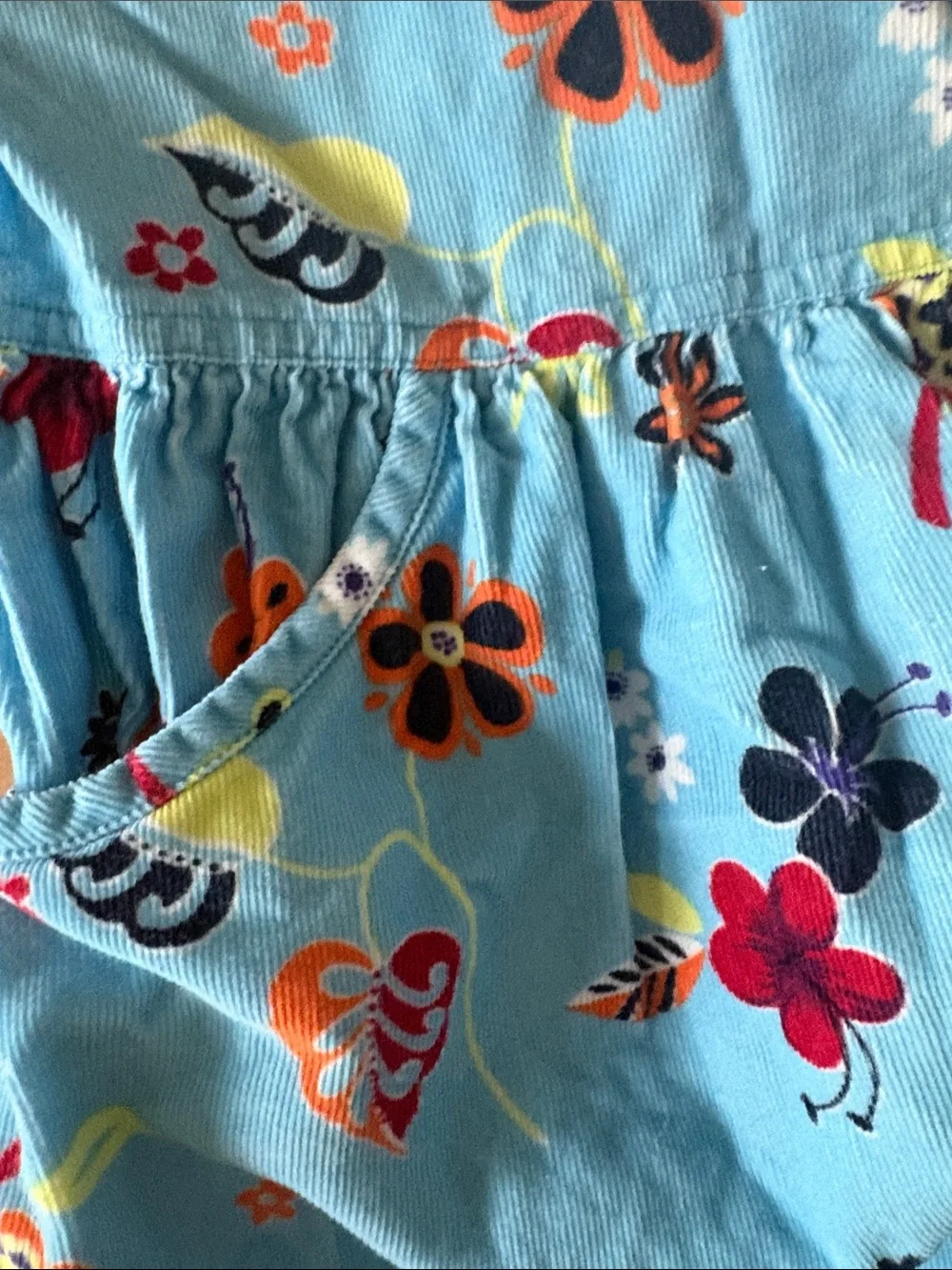 Hanna Andersson Light Blue Floral Ruffle Collar Dress